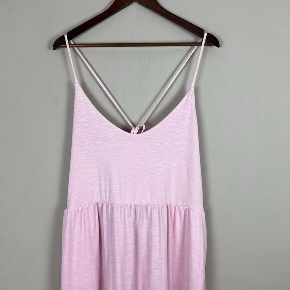 Old Navy Midi Dress Womens XL Tall Pink Tiered Slub-Knit Cami Swing Strappy Back - Picture 4 of 10
